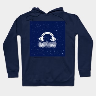 Headphones, accessory, music, sound, hearing, technology, light, universe, cosmos, galaxy, shine, concept Hoodie